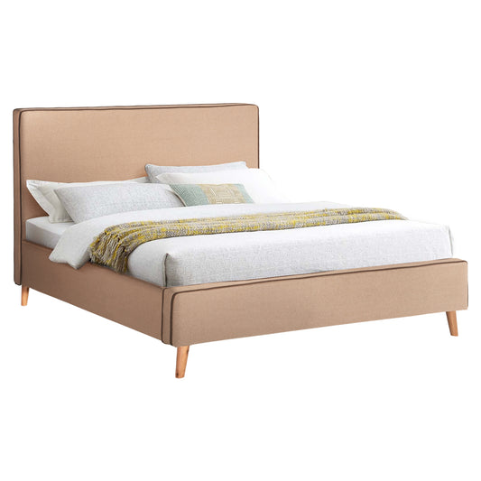 BED INDRA FB9662.02 BEIGE FABRIC BROWN RAIL FOR MATTRESS 160X200cm. image 1