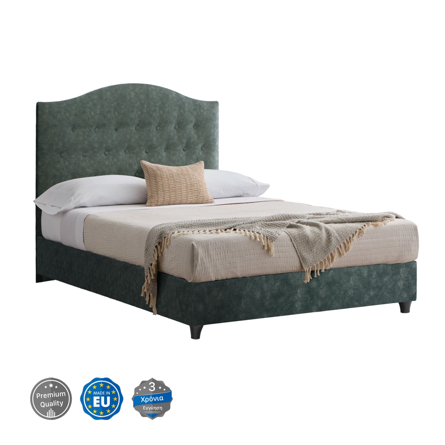 Bed MALENA HM647.27, green NUBUCK-type fabric, 120x200cm image 1