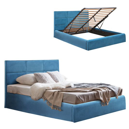 Bed Briley Velvet Royal Blue with storage space 160x200 cm HM583.18 image 1