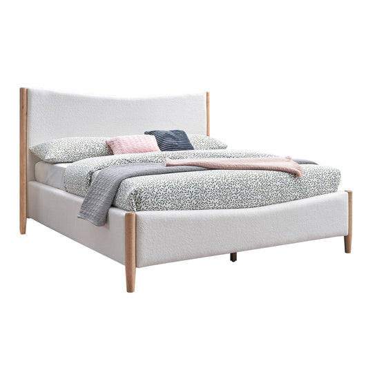 DOUBLE BED RANTUS HM683 WHITE WOOL FABRIC 211x172x120Hcm. image 1