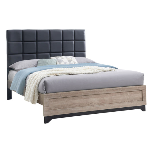BED DOUBLE AELIA HM684 GREY FABRIC & LEGS-SONAMA MDF 166x204x129Hcm. image 1
