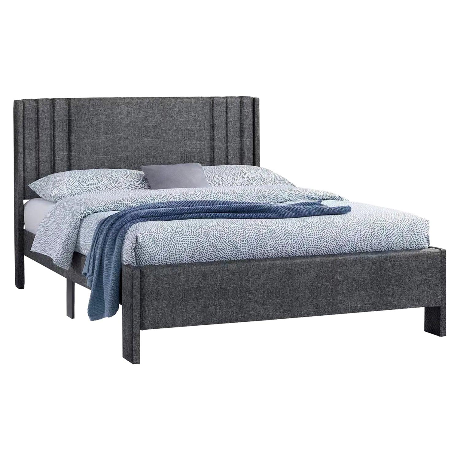 DOUBLE BED CREDENCE HM685.01 GREY FABRIC FOR MATTRESS 160X200cm. image 1