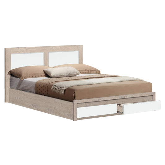 BED CAPRI HM312.06 WITH 2 DRAWERS SONAMA-WHITE FOR MATTRESS 150X200 cm. image 1