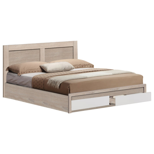 BED CAPRI FB9312.16 WITH 2 DRAWERS SONAMA-WHITE FOR MATTRESS 150X200 cm. image 1