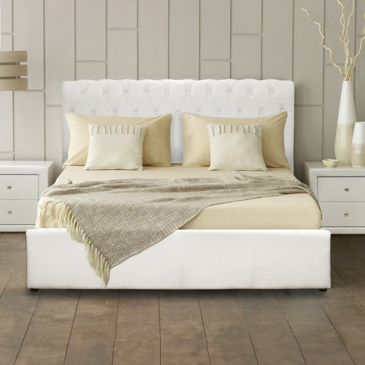 Bed Mone HM321.02 Chesterfield-style storage space White PUcm image 1