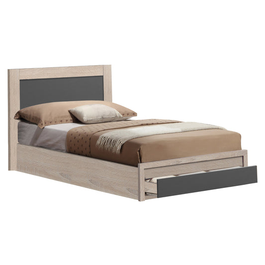 BED MELANY HM323.04 WITH 1 DRAWER IN SONΟMA GREY FOR MATTRESS 110X190cm. image 1