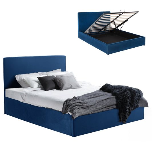 BED ALLIE HM584.18 160X200 WITH STORAGE SPACE-BLUE VELVET image 1