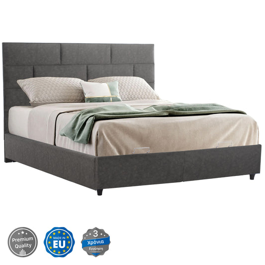 BED HM627.20 SOLEDAD, STORAGE SPACE, GREY FABRIC, 160x200cm image 1