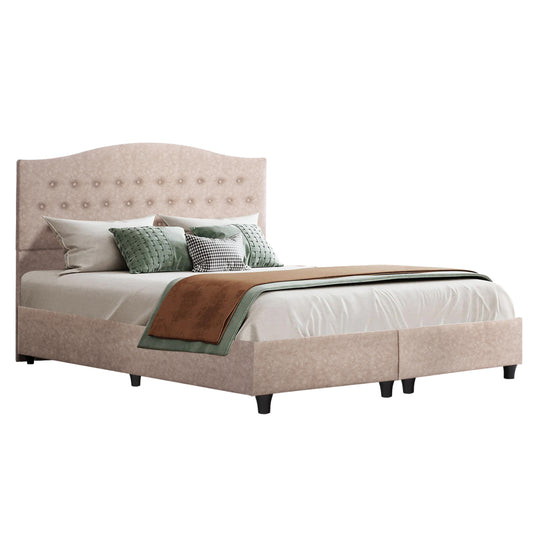 BED MALENA HM638.22 BEIGE FABRIC t.NUBUCK FOR MATTRESS 150x200cm. image 1