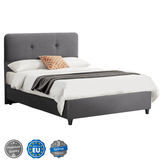 Bed HM648.10 DOLORES, grey velvet, 120x200cm image 1