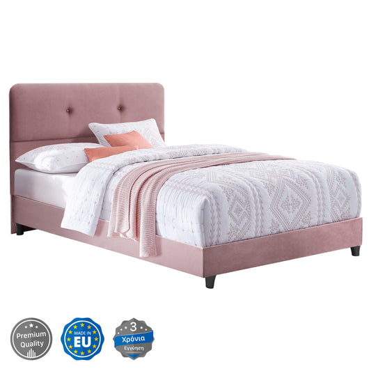 Bed HM648.12 DOLORES, dusty pink velvet, 120x200 image 1