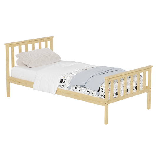 BED GIMLY HM675.01 SOLID PINE WOOD IN NATURAL FOR MATTRESS 190x90cm. image 1