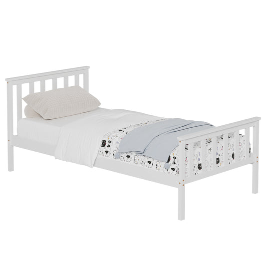 BED GIMLY HM675.03 SOLID PINE WOOD IN WHITE FOR MATTRESS 190x90cm. image 1