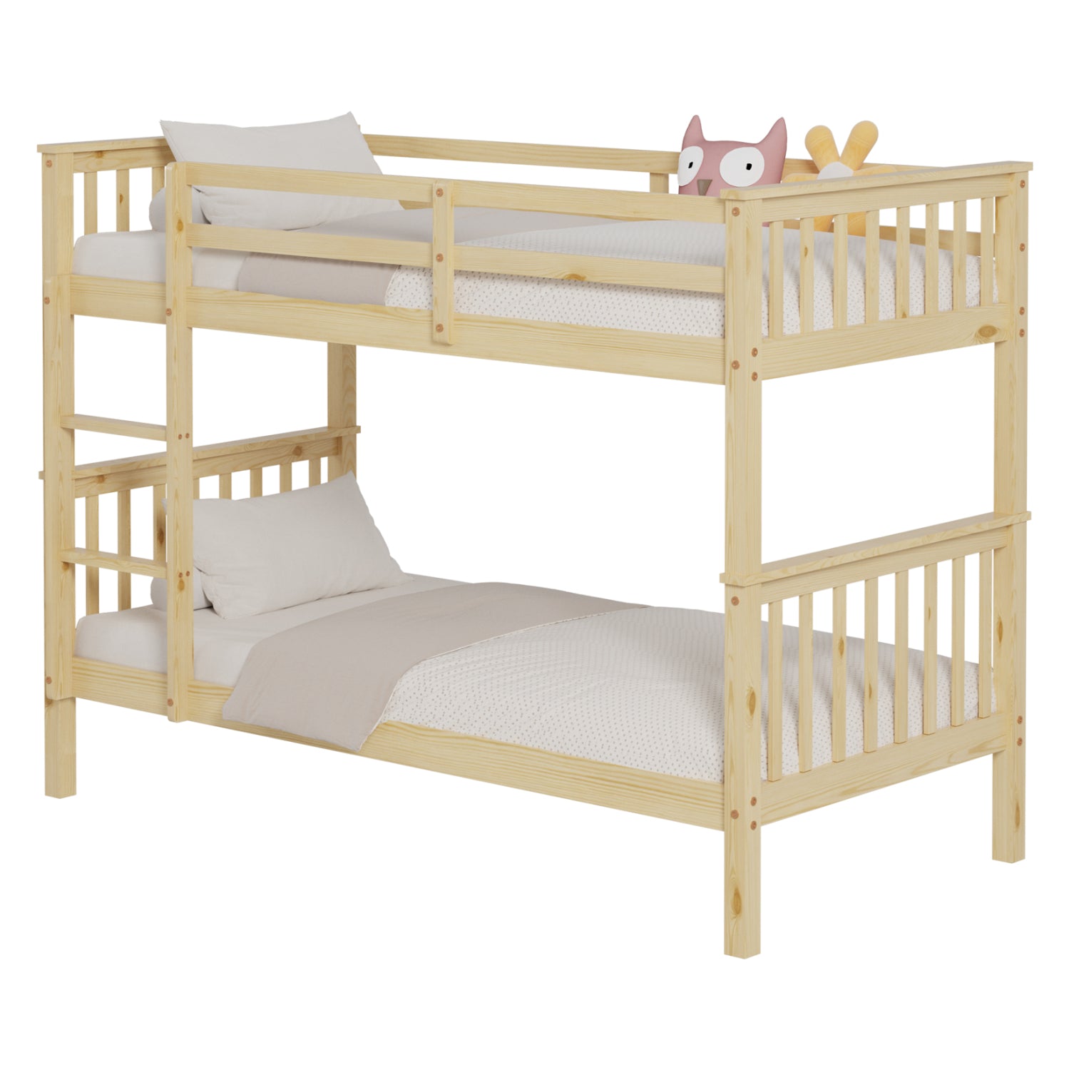 BUNK BED FOR CHILDREN LANTAI HM682.01 PINE WOOD IN NATURAL-MATTRESSES 190x90cm image 1