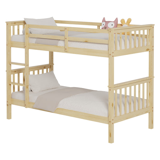 BUNK BED FOR CHILDREN LANTAI HM682.01 PINE WOOD IN NATURAL-MATTRESSES 190x90cm image 1