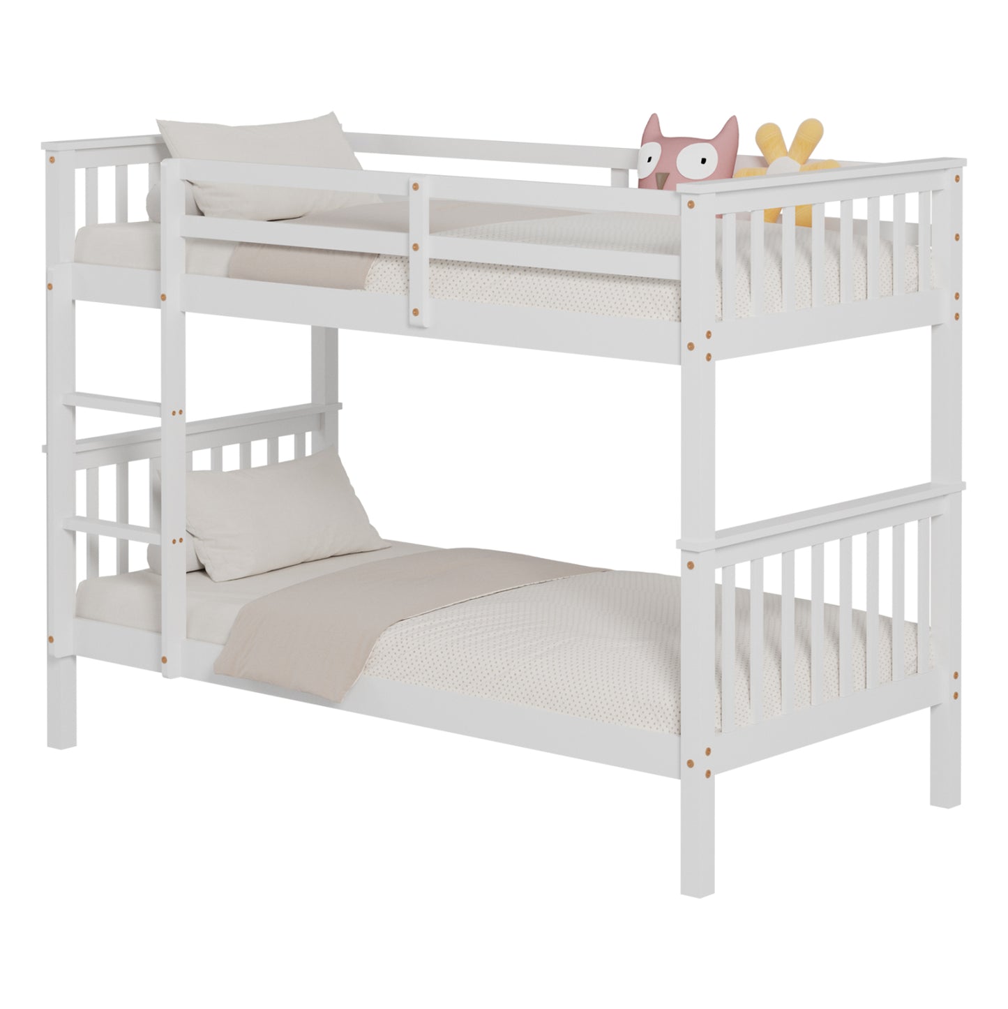 BUNK BED FOR CHILDREN LANTAI HM682.03 PINE WOOD IN WHITE-MATTRESSES 190x90cm image 1