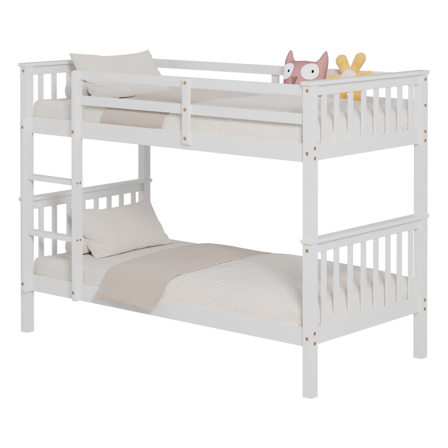 BUNK BED FOR CHILDREN LANTAI HM682.03 PINE WOOD IN WHITE-MATTRESSES 190x90cm image 1