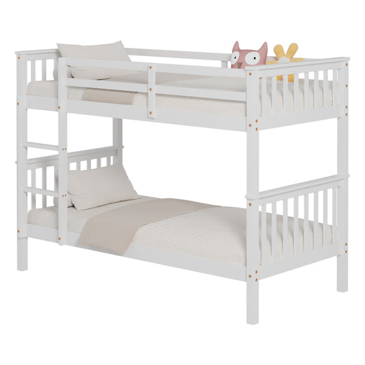 BUNK BED FOR CHILDREN LANTAI HM682.03 PINE WOOD IN WHITE-MATTRESSES 190x90cm image 1