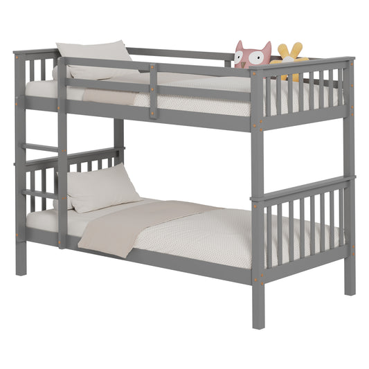 BUNK BED FOR CHILDREN LANTAI HM682.05 PINE WOOD IN GREY-MATTRESSES 190x90cm image 1