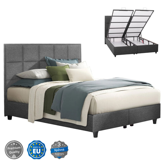 BED ALBA HM626.01 GREY FABRIC STORAGE SPACE 160X200 image 1