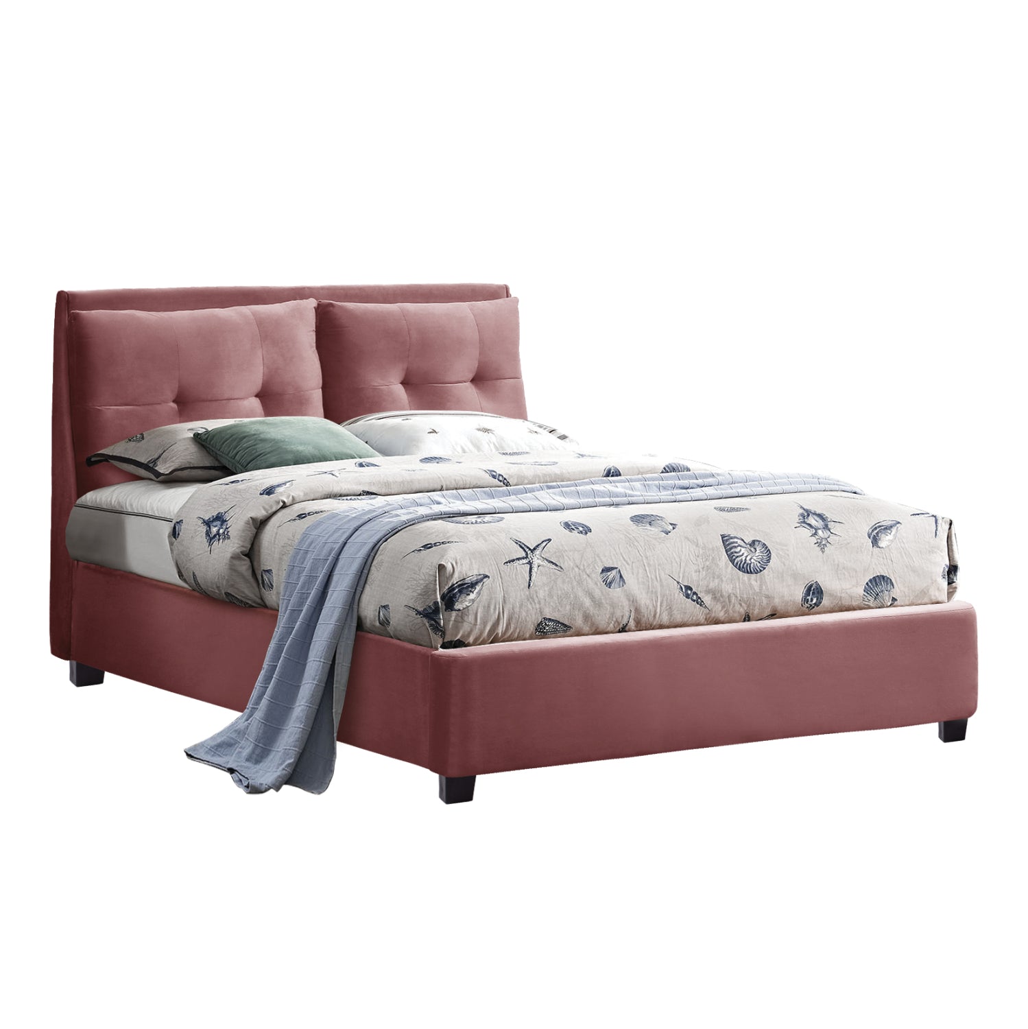 BILLIE BED IN DUSTY PINK VELVET HM551.12 160Χ200 image 1