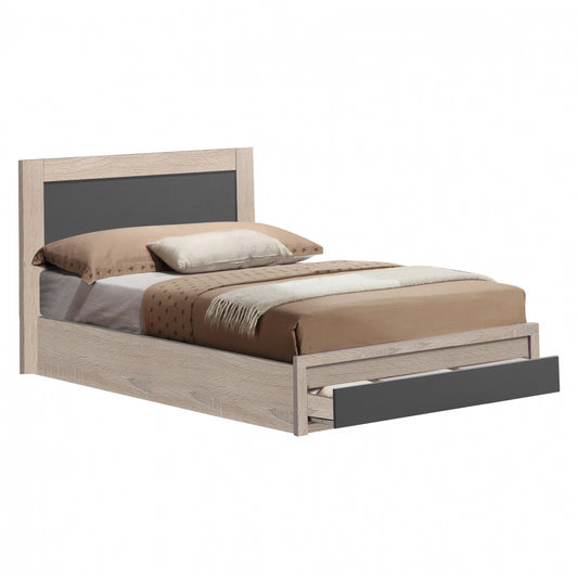 BED MELANY HM346.04 WITH 1 DRAWER IN SONOMA GREY FOR MATTRESS 90X190cm image 1