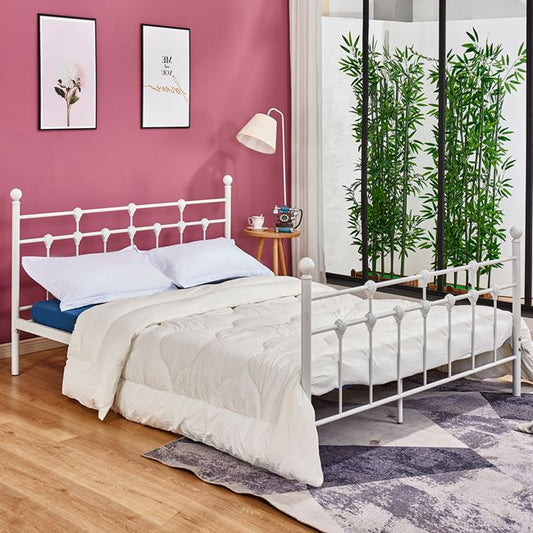 HM575.02, JACINDA Metallic Bed 150x200cm, White Color image 1