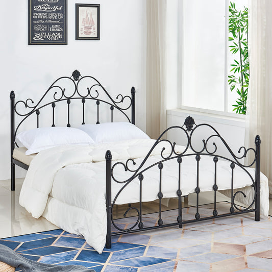 Metallic Bed 150x200 cm Black Color HM576.01 image 1
