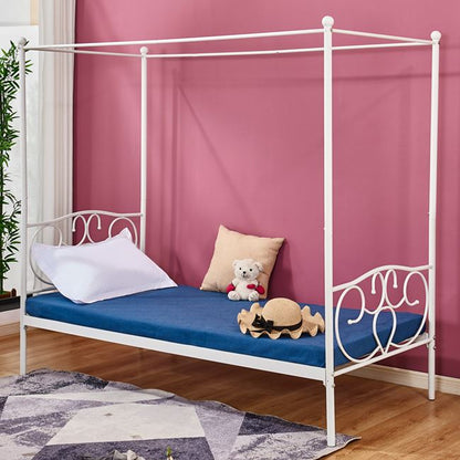 HM572.02 JACLYN, Metal bed with canopy, 90x190cm, white image 1