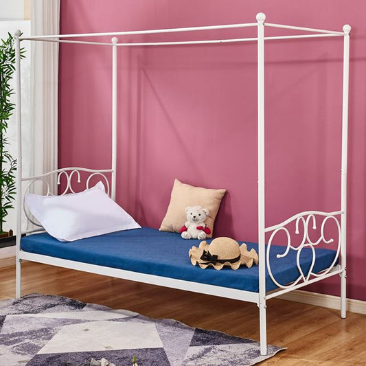 HM572.02 JACLYN, Metal bed with canopy, 90x190cm, white image 1