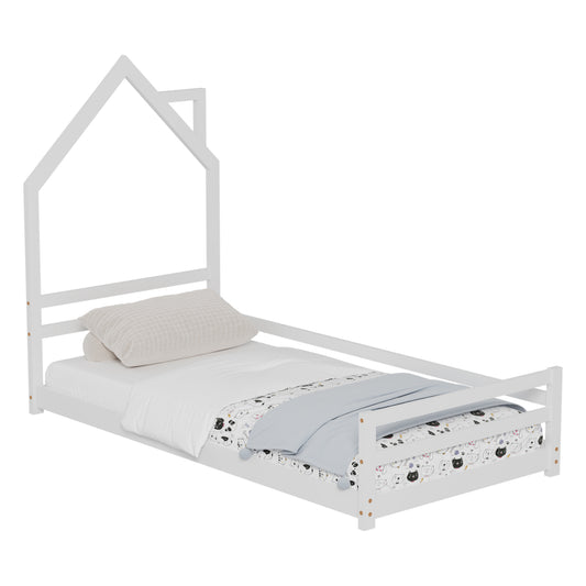 BED FOR KIDS HOUSER HM676.03 t.MONTESSORI SOLID PINE WOOD IN WHITE- 190x90cm. image 1