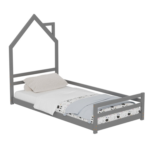 BED FOR KIDS HOUSER HM676.05 t.MONTESSORI SOLID PINE WOOD IN GREY- 190x90cm. image 1
