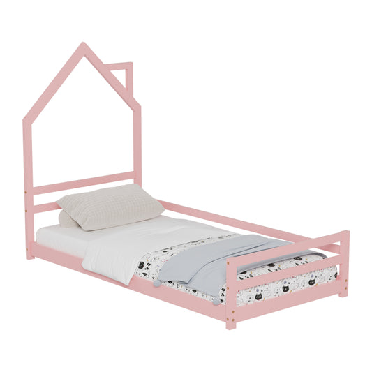 BED FOR KIDS HOUSER HM676.06 t.MONTESSORI SOLID PINE WOOD IN PINK- 190x90cm. image 1