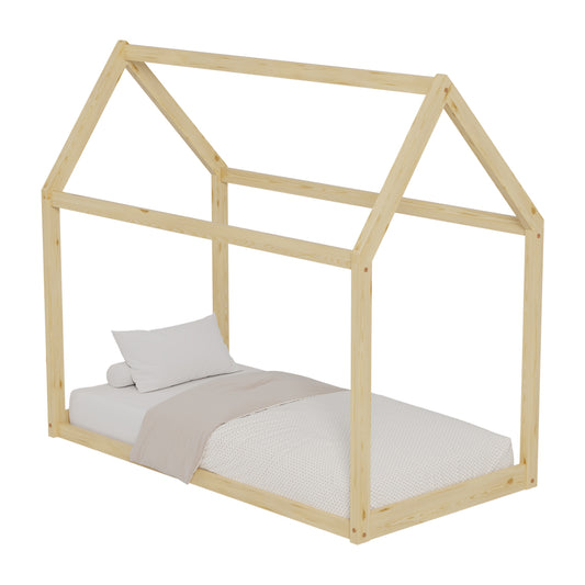 BED FOR KIDS PEPE HM677.01 t.MONTESSORI SOLID PINE WOOD IN NATURAL- 190x90cm. image 1