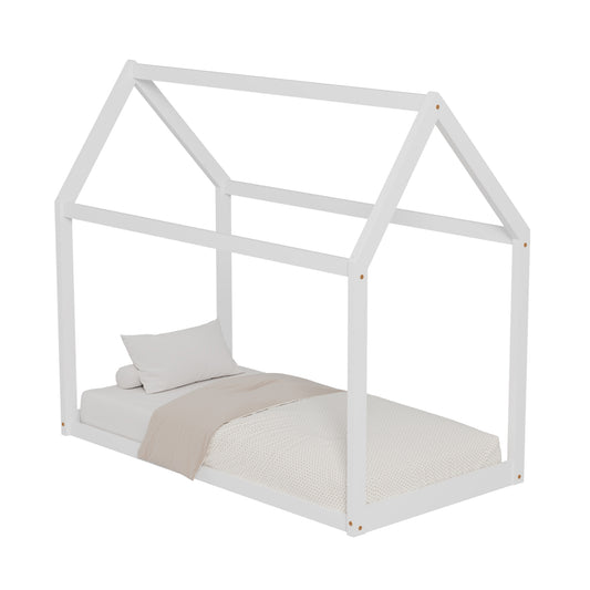 BED FOR KIDS PEPE HM677.03 t.MONTESSORI SOLID PINE WOOD IN WHITE- 190x90cm. image 1