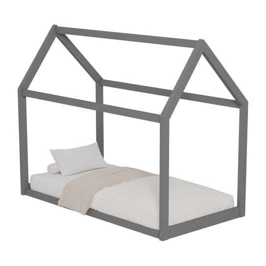 BED FOR KIDS PEPE HM677.05 t.MONTESSORI SOLID PINE WOOD IN GREY- 190x90cm. image 1