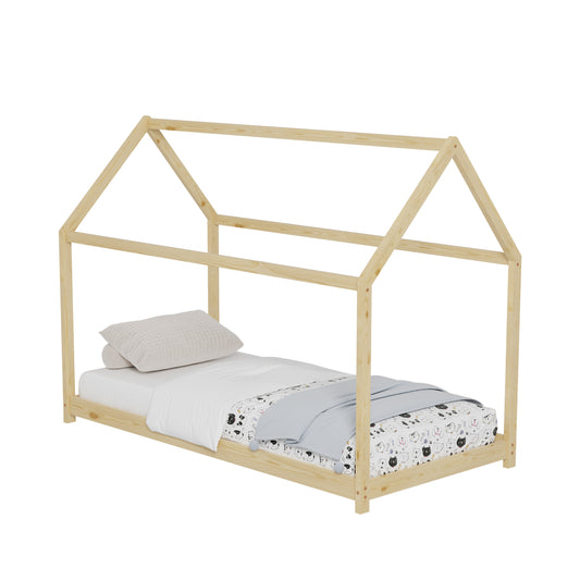 BED FOR KIDS PEPE HM678.01 t.MONTESSORI SOLID PINE WOOD IN NATURAL- 140x70cm. image 1