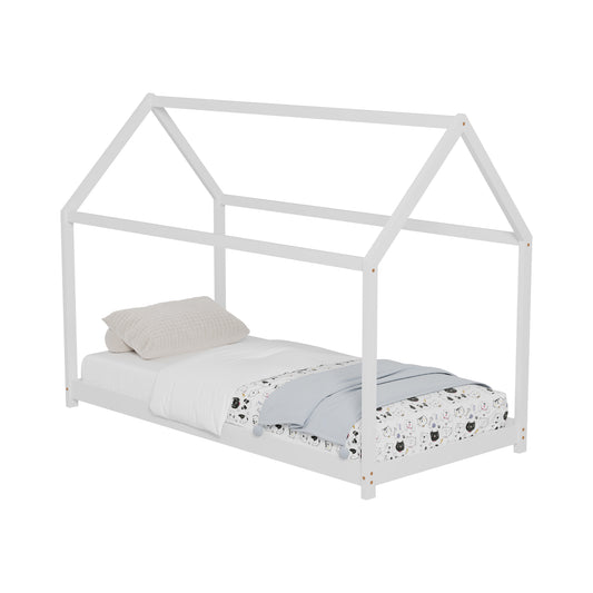 BED FOR KIDS PEPE HM678.03 t.MONTESSORI SOLID PINE WOOD IN WHITE- 140x70cm. image 1
