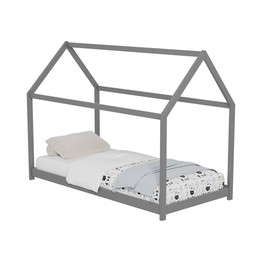 BED FOR KIDS PEPE HM678.05 t.MONTESSORI SOLID PINE WOOD IN GREY- 140x70cm. image 1
