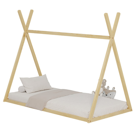 BED FOR KIDS MUNK HM681.01 t.MONTESSORI SOLID PINE WOOD IN NATURAL FOR MATTRESS 190x90cm. image 1