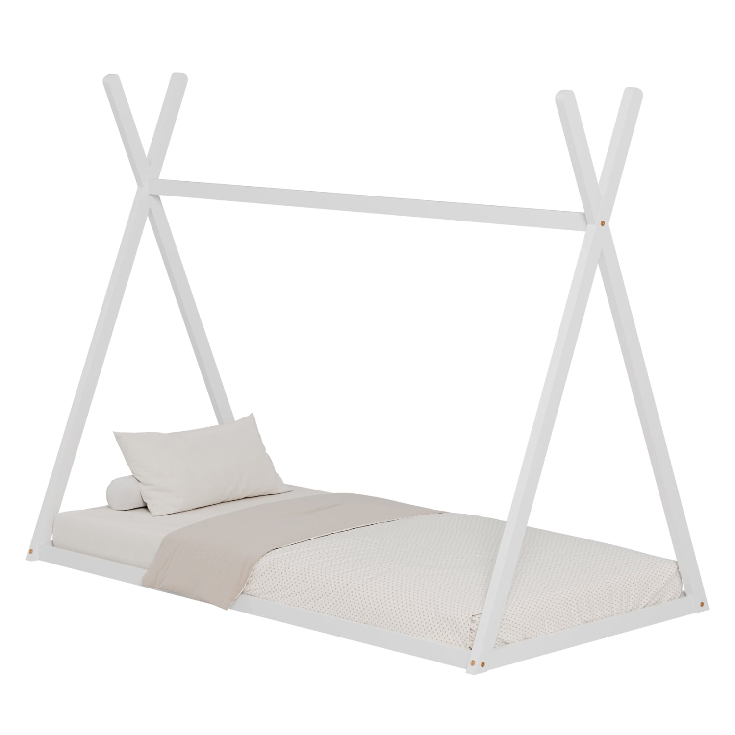 BED FOR KIDS MUNK HM681.03 t.MONTESSORI SOLID PINE WOOD IN WHITE FOR MATTRESS 190x90cm. image 1