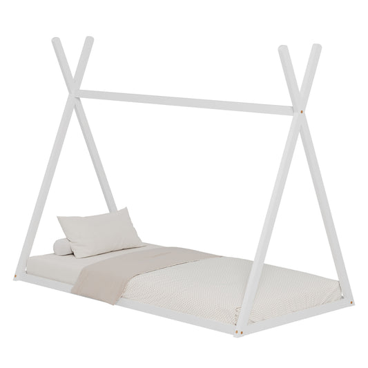 BED FOR KIDS MUNK HM681.03 t.MONTESSORI SOLID PINE WOOD IN WHITE FOR MATTRESS 190x90cm. image 1