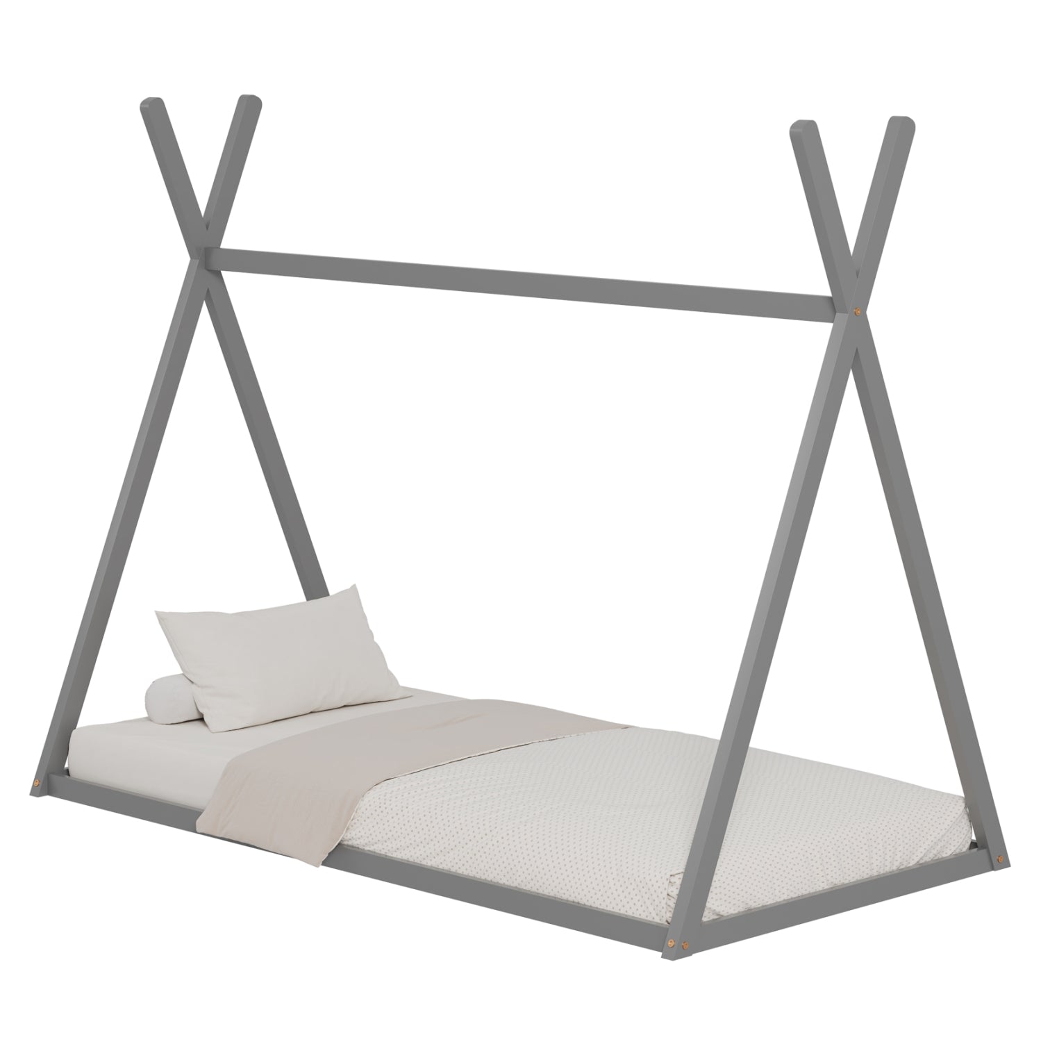 BED FOR KIDS MUNK HM681.05 t.MONTESSORI SOLID PINE WOOD IN GREY- 190x90cm. image 1