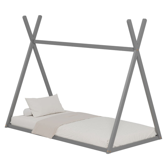 BED FOR KIDS MUNK HM681.05 t.MONTESSORI SOLID PINE WOOD IN GREY- 190x90cm. image 1