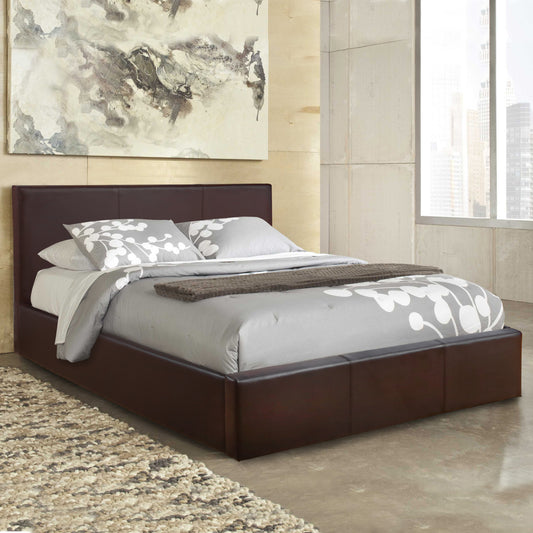 HM554.02 Bed Bobbi, PU brown, storage space, 150x200cm image 1