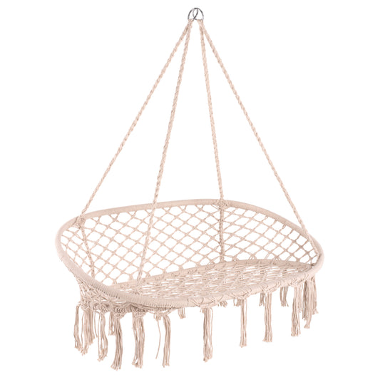 HANGING NEST HM5769 2-SEATER MACRAME ROPE IN BEIGE COLOR 130x67x120-140Hcm. image 1