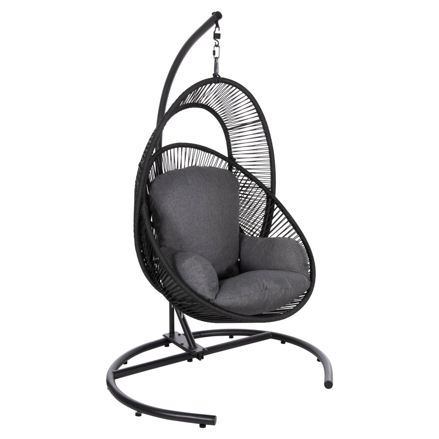 HANGING NEST RULER HM6083 BLACK METAL AND SYNTH.RATTAN-GREY CUSHIONS 120x110x190Hcm. image 1