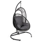 HANGING NEST RULER HM6083 BLACK METAL AND SYNTH.RATTAN-GREY CUSHIONS 120x110x190Hcm. image 1