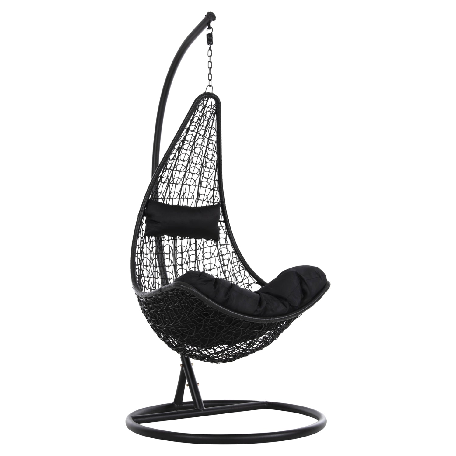 HANGING NEST MILLIE HM5996.02 METAL-SYNTHETIC RATTAN & CUSHIONS IN BLACK Φ95x195Hcm. image 1