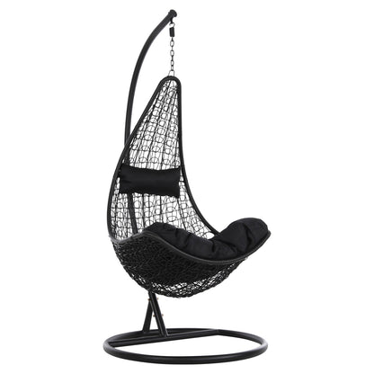 HANGING NEST MILLIE HM5996.02 METAL-SYNTHETIC RATTAN & CUSHIONS IN BLACK Φ95x195Hcm. image 1
